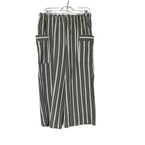 Soft Surrounding Women's Loose Fit Striped pull- On Lagenlook  Pants Gray